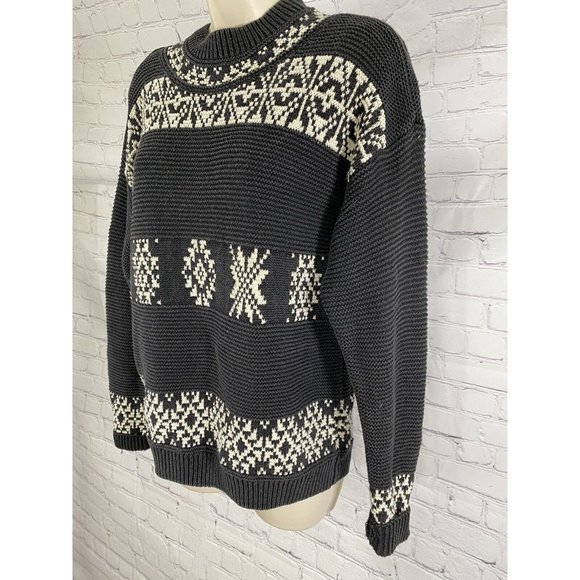 VTG Le Moda Knitwear Gray White Waffle Knit Pullover Sweater S - Picture 3 of 8